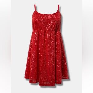 Torrid Red Sequin Skater Dress Size 1X (14/16)